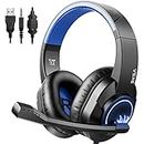 EKSA T8 Ps4 Gaming Wired Over Ear Headphones with Mic with Noise Canceling, Pc with Surround Stereo Sound, Led Light for Ps4, Pc, Laptop (Blue)