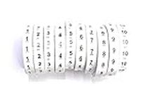 Taffeta Size Label (1, 2, 3, 4, 5, 6, 7, 8, 9, 10) [Pack of 1000 Labels] (White) Number Roll Tags for Clothing, Dresses, and Other Project