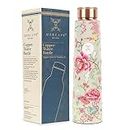 MERCAPE® - Handcrafted Flower Print 99.6% Copper Bottles for Water with Leak Proof Lid | Ayurvedic | Printed Pure Copper Bottle for Healthy Home Living Wellness Fitness Yoga- (900 ml)