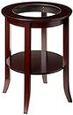 Frenchi Home Furnishing Round Side Accent Table with Insert Glass, Espresso