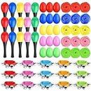 Auidy_6TXD 60 Pcs Shaker Musical Instruments Easter Egg Music Party Favor for Kids Learning Percussion Toy, Wrist Jingle Bells, Maracas Rattle Shaker Sand Hammers, and Music Scarf