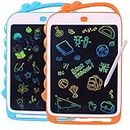Toyshine Set of 2 Writing Tablets (10 inches), LCD Tab for Kids Drawing Pad Doodle Board for Old Boys/Girls Gifts Education Learning Toys - Orange & Green