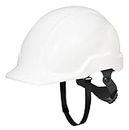 KARAM ABS Safety Helmet for Construction & Outdoor Activities | Textile Cradle & Rachet Type Adjustment | Comfortable & Durable Industrial Hard Hat | ISI Marked | White | PN574