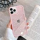 EKAM TPU Back Case for iPhone 11 Pro Max - Glitter Translucent Sparkly Bling Design for Girls Women Liquid Silicone, Anti-scratch Shockproof Protective Cases for iPhone 11 Pro Max - 6.5 Inch (Pink)