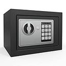GOLDENKEY Safe Box Digital Electronic Security Keypad Mini Small Safes with Grey Safe And Lock Box for Home Office Travel Business Use, 0.236 Cubic Feet
