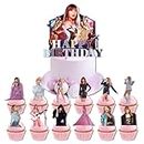25 Pezzi Decorazioni per Torte Tay-lor Swift, Tay-lor Singer Cupcake Toppers, Decorazione per Torta di Compleanno, Cupcake Cake Toppers, per la Decorazione Della Festa di Compleanno di Tay-lor Swift