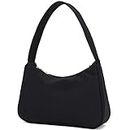 Small Nylon Shoulder Bags for Women Elegant Feminine Mini Handbags with Zipper Closure (Black)