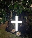 Lighted White Garden Cross, Solar Lighted Cross 13.75 Inches High x 9.75 Inches Wide