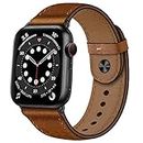 OUHENG Compatible with Apple Watch Band 49mm 45mm 44mm 42mm 41mm 40mm 38mm, Genuine Leather Bands Strap for iWatch Ultra SE2 SE Series 8 7 6 5 4 3 2 1 (Retro Brown/Black, 49mm 45mm 44mm 42mm)