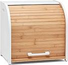 Homefully Double Layer Bread Box for Kitchen Storage & Organisation with Chopping Board, 2 Layer Extra Large Wooden Roll Top Bread Bin