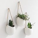 Kazai. Wall Planters -Ellie- | Hanging Ceramic Plant Pots, 3 Pieces, for Succulents and more | Wall Decoration for Indoors, Balcony and Garden | White (matte)