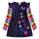 VIKITA Mädchen Streifen Baumwolle Langarm T-Shirt Freizeit Kleid H5808 4-5 Jahre