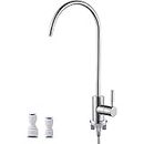 Ibergrif M22301A Drinking Water Filter Kitchen Tap,304 Stainless Steel Modern Single Lever Home Water Filter Faucet for UK, 360° Swivel, Reverse Osmosis Faucet with 2 Tap Adapter, Silver