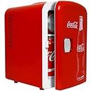Coca Cola Mini Fridge (Classic) 4 Liter/6 Can Portable Fridge/Mini Cooler for Food, Beverages, Skincare -Use at Home, Office, Dorm, Car, Boat-AC & DC Plugs Included, Red