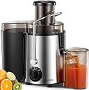 FOHERE Juicer Machine, Big Mouth Centrifugal Juicer with 3 Speed Setting, Wide 3” Feed Chute for Whole Fruit Vegetable, Juicer Extractor with Quiet Motor and Pulse Function, Easy to Clean