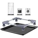 Saillong Mini Fridge Stand with Drip Pan, Universal Stand Base Adjustable Refrigerator Stand with 4 Strong Feet, 21 x 20 Inch (ID) Washing Machine Drain Pans for Washer and Dryer Pedestal