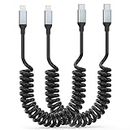 Coiled USB C to Lightning Cable, 2Pack USB Type C to Lightning Cable Retractable iPhone Charger Cord for Car Short USBC iPhone Charger for iPhone14/13/12/11 Pro Max/XS MAX/XR/XS/X/8/7/Plus/6S iPad