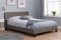 CLEARANCE - Fabric Bed Grey Hopsack 4FT6 Double Strong Durable Bed Frame Only