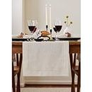 Solino Home Light Natural Linen Table Runner 36 inches – 100% Pure Linen 14 x 36 Inch Classic Hemstitch Table Runner – Small Coffee Farmhouse Table Runner for Spring, Summer