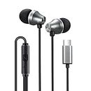 iRAG A101C USB C Headphones Earbuds with Microphone - Wired Type C Plug in in-Ear Earphones for Samsung Galaxy, Google Pixel and Most USB C Devices (Gun Metal)