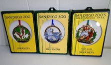 San Diego Zoo 24kt Gold Finish Ornaments Lot 3pc 2005 2007 Wild Animal Park 2009