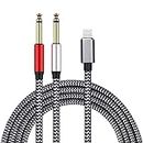 Lightning to Dual 6.35mm 1/4" TS Mono Stereo Y-Cable Splitter Lightning to Dual 1/4 inch Audio Cable Compatible for iPhone14/13/12/11/X/8/7/iPad,Amplifier, Speaker, Headphone, Mixing Console 20Feet