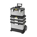 STANLEY FATMAX Rolling Workshop Toolbox, Heavy Duty Metal Latch, 4 Level Workstation with Portable Tote Tray with 2 Drawers, 1-95-622