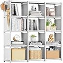 Mavivegue Book Shelf, 12 Cube Storage Organizer, DIY Bookcase, Metal Cube Bookshelf,Tall Book case for Bedroom, Living Room,Office,Closet Storage Organizer, White Cubicle Storage Rack