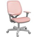 Vinsetto Small Office Chair, Mesh Computer Desk Chair with Adjustable Height, Swivel Security Castors, Mid Back, for Study, Pink