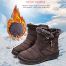 Waterproof Winter Women's Shoes Snow Boots Fur-lined Slip On Warm Ankle Size