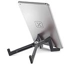 KEKO Tablet Stand, Universal Lightweight Foldable Multi-Position Holder for iPad/Android/Galaxy/Kindle/Smartphone/E-Readers, Compatible with Protective Case – Black