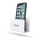 tizum Wall Hanging Mobile Holder Stand/Wall Mount, Charging Holder with Adhesive Strips Compatible with iPhones, Smartphones & Mini Tablet, Mobile Phone Organizer Stand, Storage Case for Remote(White)