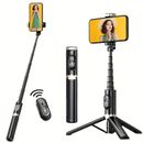 "Portable Aluminum Alloy Phone Selfie Stick, Extendable Mobile Phone Tripod, Integrated Wireless Remote Hands Free For Iphone And Android Smartphones 4''-7"""