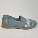 Earth Origins Bailey Embroidered Nubuck Slip On Shoes Steel Blue 9.5/W New