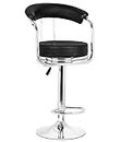 Tirthankara Adjustable High Curvy Barstool/Kitchen Chair Suitable For Counter, Cafeteria, Dining,Pubs, Office,Shops, Cafe, Reception, Waiting Area (Black & Chrome) - 20 Cm, 30 Cm