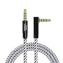 TRRS 3.5mm Audio Cable 6 Feet, CableCreation 90 Degree 3.5mm Male to Male Aux Cable/Right Angle 4 Pole Auxiliary Stereo Cable (Microphone Compatible), 24K Gold-Plated