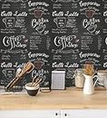 GAULAN 500421621 - Tapete, Abwaschbar. Schieferoptik Tapete in Schwarz mit Kreidezeichnungen von Kaffee und Tassen für Küche - Muster DIN A4