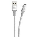 SCOSCHE CAB4SR Strikeline Premium USB to Type-C Sync Braided Charging Cable, 4 Feet, Silver