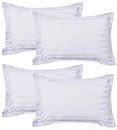 Kuber Industries 4 Pieces Cotton Luxurious Pillow Cover|Ultra Soft Satin Striped Pillow Case|Breathable & Wrinkle Free (White), 200 TC