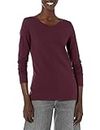 Amazon Essentials Women's Classic-Fit Long-Sleeve Crewneck T-Shirt (Available in Plus Size), Burgundy, L