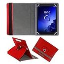 Fastway Rotating Leather Flip Case for Alcatel 3T 10 32 GB 10 inch with Wi-Fi+4G Tablet (Red)