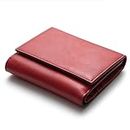 Alldaily Trifold Small RFID Blocking Wallet Slim Credit Card Wallet with with Zipper Pocket, Red