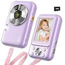 Digital Camera, FHD 1080P Digital Camera for Kids with 32GB Card, Vlogging Camera for Video Anti-Shake, Portable Point and Shoot Camera Fill Flash 16X Zoom, Small Camera for Travel—Purple