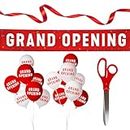 Nashira Ribbon Cutting Ceremony Kit, 25" Giant Scissors with Red Satin Ribbon, Grand Opening Banner & Balloons - Heavy Duty Metal Scissors for Special Events, Inaugurations & Ceremonies