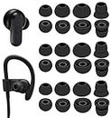 A-Focus 12 Pairs Compatible with Powerbeats 3 2 Ear Tips, Silicone Earplug Accessories Compatible with Powerbeats 3 Dime Sesh, Black DF/L/M/S