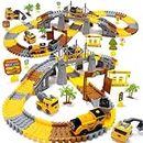 Construction Toys Race Track Set 178 PCS for Kids, Flexible Train Tracks with 1 Electric Train, Excavator,Cement Truck,Loading Truck Engineering Vehicle Playset,Gifts for 3 4 5 6 Year Old Boys Girls