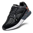Mens Extra Wide Fit Trainers Walking Shoes Comfortable Running Sneakers for Flat Feet Plantar Fasciitis - Rebound Core, Black, 9.5 UK X-Wide