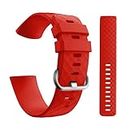 CellFAther Silicone Bands Compatible with Fitbit Charge 4/Charge 3 & SE, Waterproof Strap Fitness Sport Wristband for Women & Men, (Large 180-221 MM) (RED) (Watch Not Included)