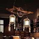 YangRy Farmhouse Chandelier Rustic Pendant Lighting Industrial Wood Metal Vintage Ceiling Light Fixture E27Bulb Lights for Dining Table Kitchen Island Bar Retro Hanging 2 Lights