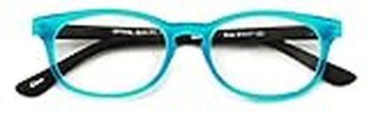 V.W.E. Fun Neon Color Spherical Frame Readers Reading Glasses - Matte Translucent Rubberized Finish (Blue/Black, 2.00)